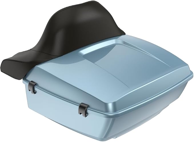 Advanblack Road Glide Tour Trunk Pack Sharkskin Blue King Tour Trunk Pack Luggage +Wrap-Around Backrest Pad for '97-'25 Harley Touring Road King Street Glide Electra Glide CVO models