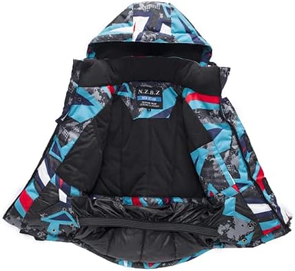 WOWULOVELY Big Boy's 2-Piece Colorblock Snow Pants and Jacket Snowsuit Ski Suit