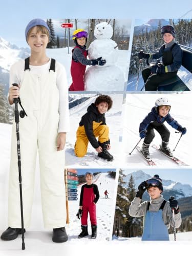 Haloumoning Boys Snow Bibs Kids Ski Pants 5-14 Years