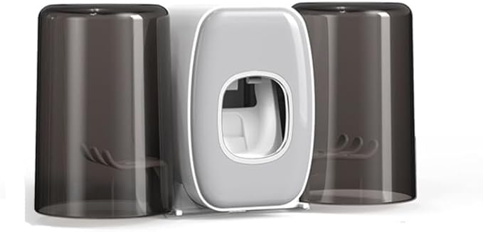 Toothbrush Rack Wall-Mounted Toothpaste Squeezer Wash Room Tooth Cup Tooth Cylinder Wash Cup Rack Bathroom Punch-Free Toothbrush Holder Bathroom Toothbrush Holder(A)