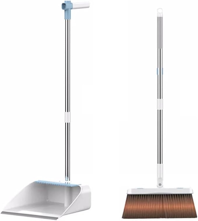 Modern Standing Dustpan and Broom with Long Handle Cleaning Supplies Upright Dustpan Combo Set for Home Convenient