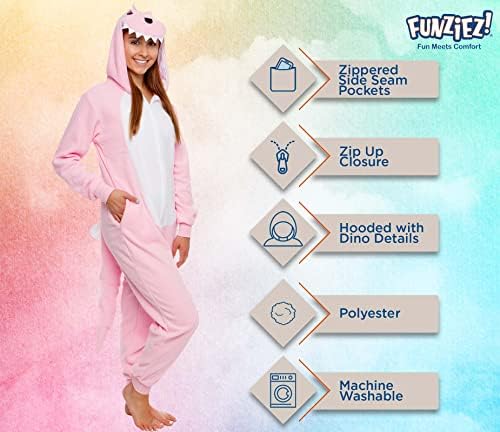 Funziez! Slim Fit Adult Onesie - Animal Costume - Plush Unisex Halloween One Piece Cosplay Suit for Women and Men