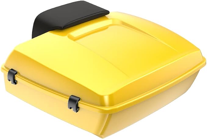Advanblack Road Glide Tour Trunk Pack Chrome Yellow Chopped Tour Trunk Pack Backrest Pad for '97-'25 Harley Touring Road King Street Glide Electra Glide CVO models