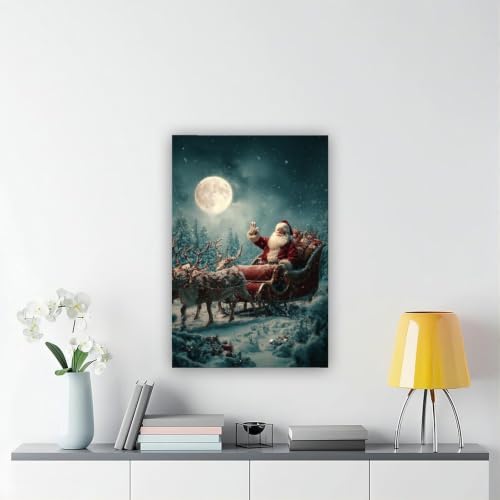 JDBeehpy Santa Claus Sleigh Reindeer Vintage Home Decor Framed 8x12inch