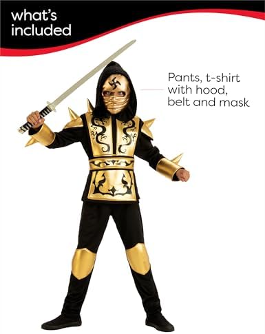 Rubies Child's Gold Ninja Costume, Large for Themed Parties and Halloween