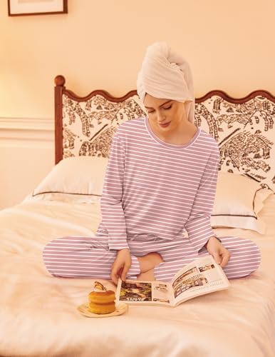 Ekouaer 2 Pack Womens Pajama Sets Long Sleeve Long Pants Pjs Loungewear