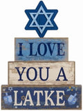 Moucuny 4 Pcs Hanukkah Table Decorations for Home, Star of David Wood Sign