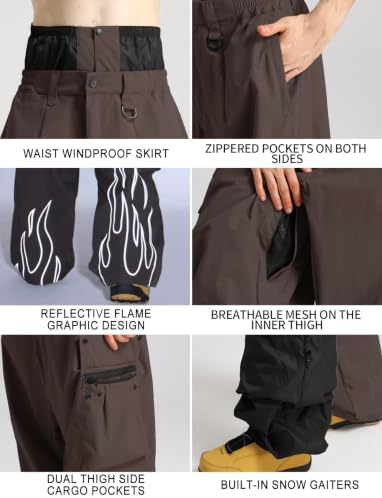 GSOU SNOW Mens Womens Baggy Snow Pants Snowboard Ski Pants Waterproof