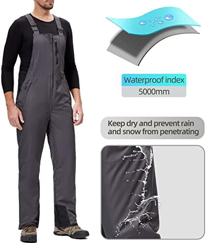 BenBoy Mens Snow Bibs Ski Pants Softshell Waterproof