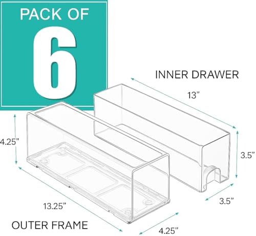 Sorbus Clear Stackable Storage Drawers with Pull-Out Bins (Small, 6 Pack)