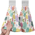 Easter Hanging Dish Towels Easter Colorful Egg Kitchen Towels with Hanging Loop Spring Holiday Hand Towel Soft Absorbent Fingertip Bath Tie Towel for Bathroom Decor Set of 2