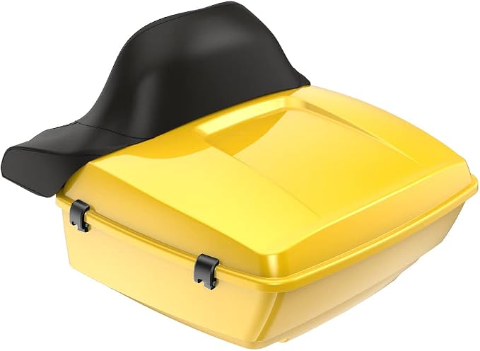 Advanblack Road Glide Tour Trunk Pack Chrome Yellow King Tour Trunk Pack Luggage +Wrap-Around Backrest Pad for '97-'25 Harley Touring Road King Street Glide Electra Glide CVO models