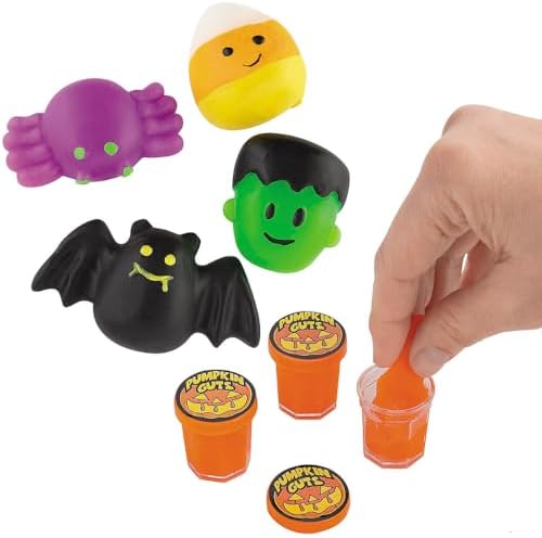 14470432; Fun Express Halloween Mochi Squishies & Slime Handout Kit - Bulk 96 Pc