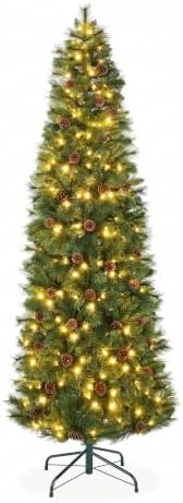 6ft Pre-Lit Slim Christmas Tree,150 Warm White & Multi-Color Lights
