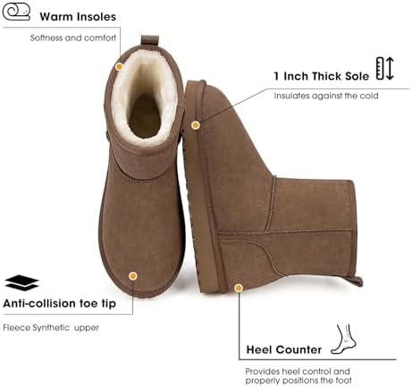 Mishansha Suede Winter Snow Boots for Women Warm Faux Fur Lined Waterproof