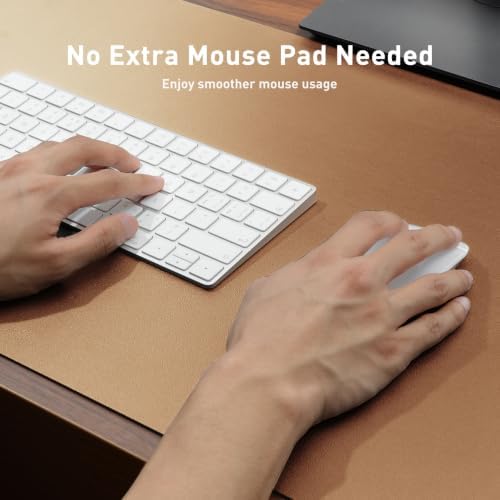Aothia Faux Leather Desk Mat, Waterproof Desk Pad (Khaki, 23.6" x 13.7")