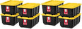 IRIS USA 8-Pack 27 Gallon Storage Bins with Lids |Made in USA| Heavy Duty Plastic Tote Containers for Truckbed Tool Box Organization, Large - Black/Yellow