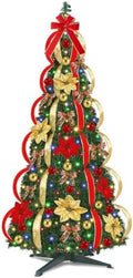 6 Ft Prelit Full Pop Up Christmas Tree, Pop Up Christmas Trees 200 Warm White LED Lights with Remote 8 Lighting Modes & Timer Plug in Collapsible Christmas Trees Outdoor Indoor Party Christmas Decor