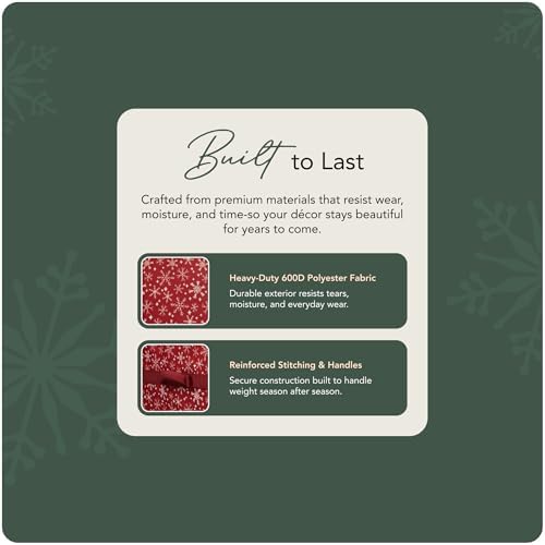 Covermates Christmas Tree Rolling Cinch Bag, 6-7.5 ft Trees, Red Snowflake