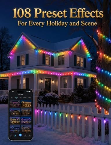 App Controlled C9 Christmas Lights, 100FT 100 LEDs, Connectable