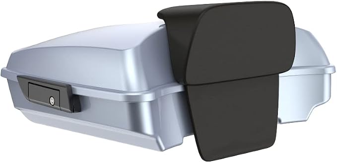 Advanblack 2024 Road Glide Razor Tour Trunk Pack Compatible with Road King FLHR Street Glide FLHX Road Electra Glide 2014-2025 Mounting Rack, Backrest & Stitching Liners (Atlas Silver Metallic)