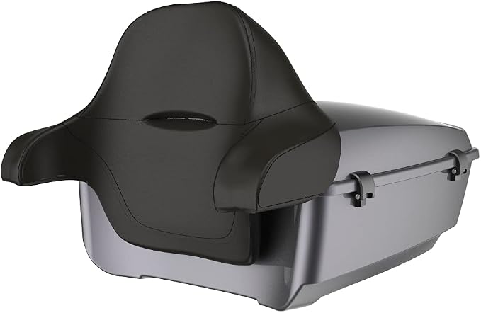 Advanblack Road Glide Tour Trunk Pack Smoke Gray King Tour Trunk Pack Luggage +Wrap-Around Backrest Pad for '97-'25 Harley Touring Road King Street Glide Electra Glide CVO Models