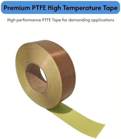 TME PTFE Tape Roll Coated Fiberglass with Yellow Liner, 2 Inch x 99 Feet, Ideal for Heat Sealers & Vertical Form Fill Seal Machines, 5Mil Thickness