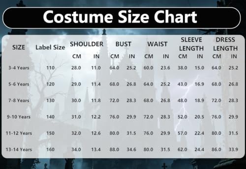 6pcs Kids Girls Black Dress Costume Set for Halloween Party Cosplay