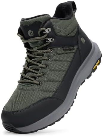 FitVille Men's Winter Boots Extra Wide, Water Resistant with Side Zipper, Non-Slip Warm Insulated Snow Outdoor Boots, Easy On/Off Comfortable