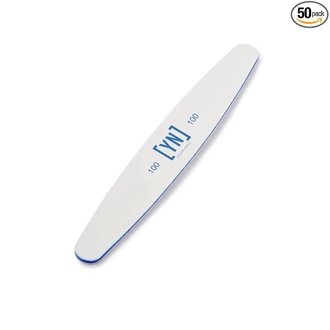 Young Nails Professional Nail File - 100/100 Grit Blue Files, 50 Pack - Double Sided Ergonomic Emery Boards for Natural Acrylic Gel Nails, Perfect for Nail Techs or DIY Nails At Home
