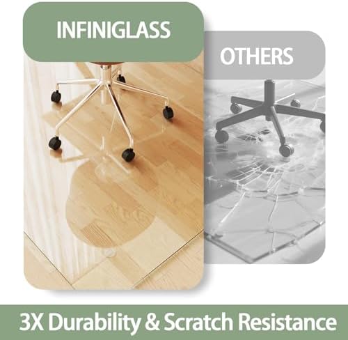 Tempered Glass Chair Mat for Carpet 48"x42", Floor Protector