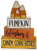 Lineshading 4 Pcs Fall Decoration For Home Wooden Candy Corn Stacked Blocks