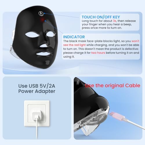 SUERBEATY Red Light Mask For Face, 7-1 Colors Red Light Face Mask
