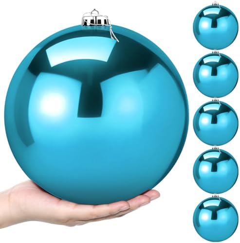 Zubebe 6 Pcs 8 Inch Large Outdoor Christmas Ball Ornaments,Ice Blue