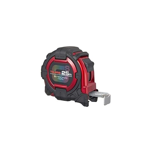 TAJIMA Tape Measure - 25 ft x 1-1/16 inch GS-Lock Measuring Tape with Shock Resistant Case & Acrylic Coated Blade - GS-25BW