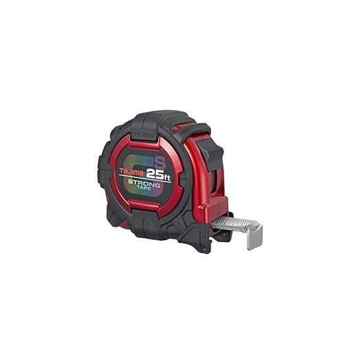 TAJIMA Tape Measure - 25 ft x 1-1/16 inch GS-Lock Measuring Tape with Shock Resistant Case & Acrylic Coated Blade - GS-25BW