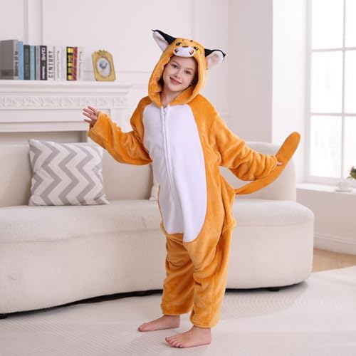 Animal Onesie Pajamas for Kids, Soft Flannel Halloween Cosplay Costume for Boys Girls
