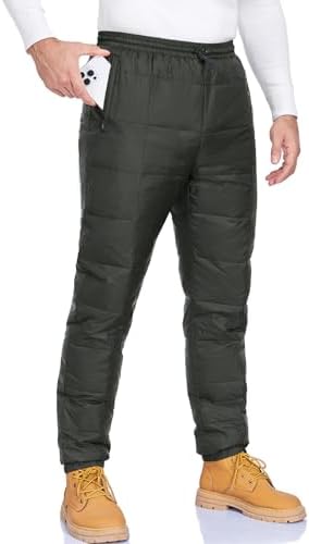 Men's Snow Ski Pants Winter Warm Down Pants Insulated Puffer Trousers