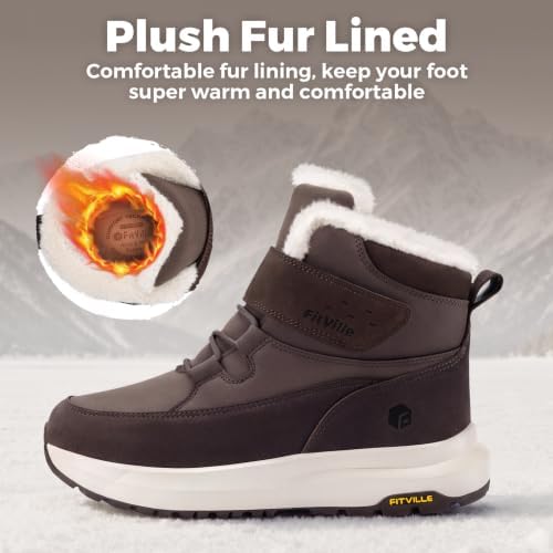 FitVille Womens Wide Snow Boots Fur Lined Boots for Women Winter Warm Boots Wide Width Womens Outdoor Snow Booties