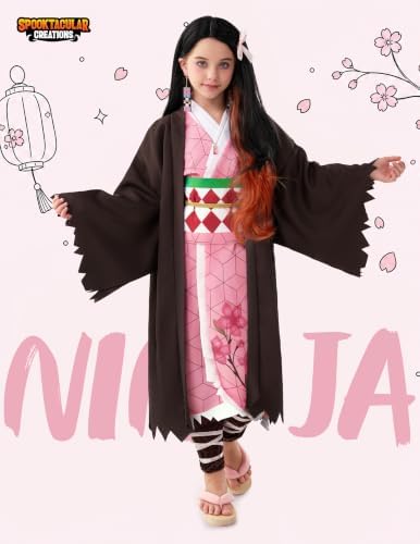 Spooktacular Creations Halloween Ninja Costumes for Kids, Girls Kimono Set, Toddlers Pink Anime Outfit