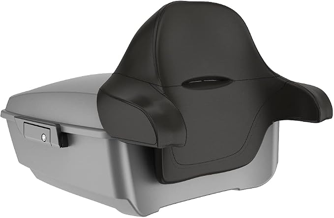 Advanblack Road Glide Tour Trunk Pack Charcoal Denim King Tour Trunk Pack Luggage +Wrap-Around Backrest Pad for '97-'25 Harley Touring Road King Street Glide Electra Glide CVO models