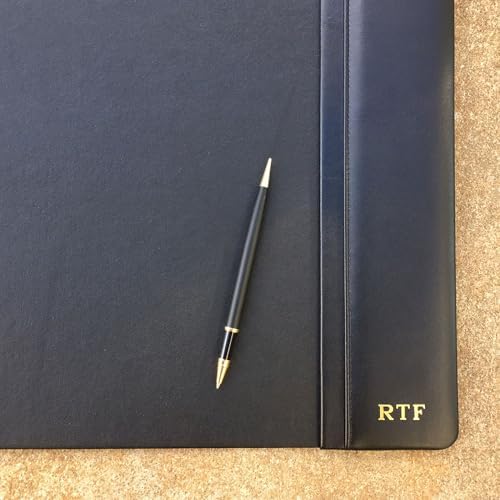 Dacasso Black Leather 22" x 14" Side Rails Desk Pad