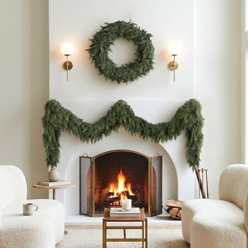 4PCS 6FT Christmas Cedar Garlands Real Touch Soft Greenery Pine Decorations