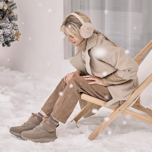 FitVille Womens Wide Snow Boots Fur Lined Boots for Women Winter Warm Boots Wide Width Womens Outdoor Snow Booties