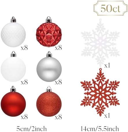 Valery Madelyn 50ct Christmas Tree Decorations Ball Ornaments 2 Inches