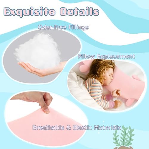 Tezituor Pink Axolotl Stuffed Animal for Girls 6-12, 48 inch Glow-in-Dark Plush Toy 4ft Body Pillow for Adults Mother's Day Large Stuffed Salamander Axolotl Lovers Gifts Christmas Valentines