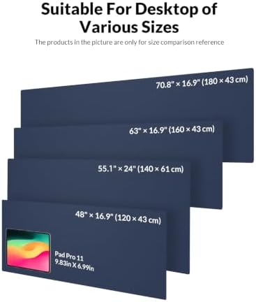 Leather Desk Mat 55" x 17", Navy Blue Large Desk Pad Protector