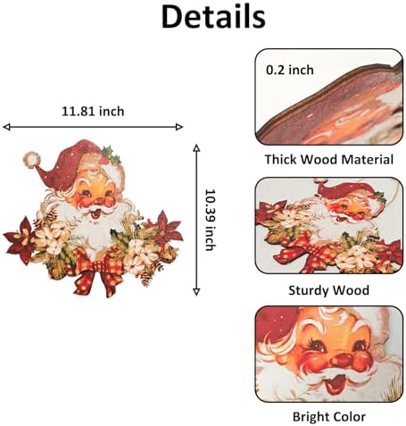 Christmas Decorations Christmas Hanging Wooden Sign - Vintage Style Santa Claus Welcome Sign for Front Door Xmas Wall Hanging Decor for Indoor Outdoor Christmas Party Supplies