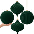 Civaner 4 Pcs Large Velvet Christmas Ball,8 Inch,Green