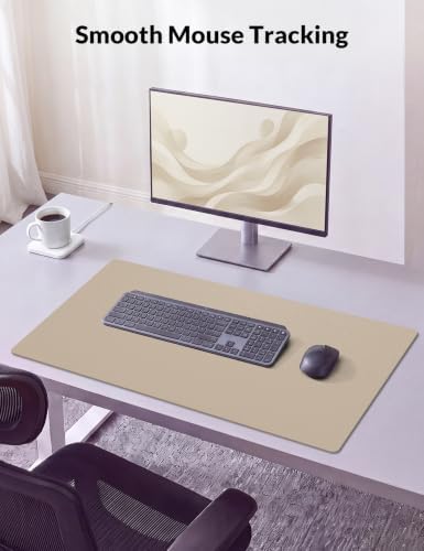 Leather Desk Pad Protector, 27.5" x 12", Eggshell Desk Mat